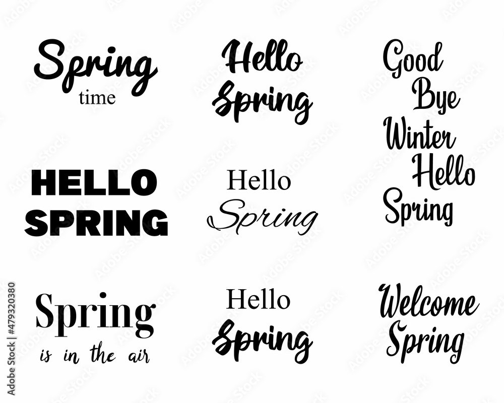 Obraz premium Vector set of spring lettering.