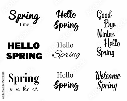  Vector set of spring lettering.