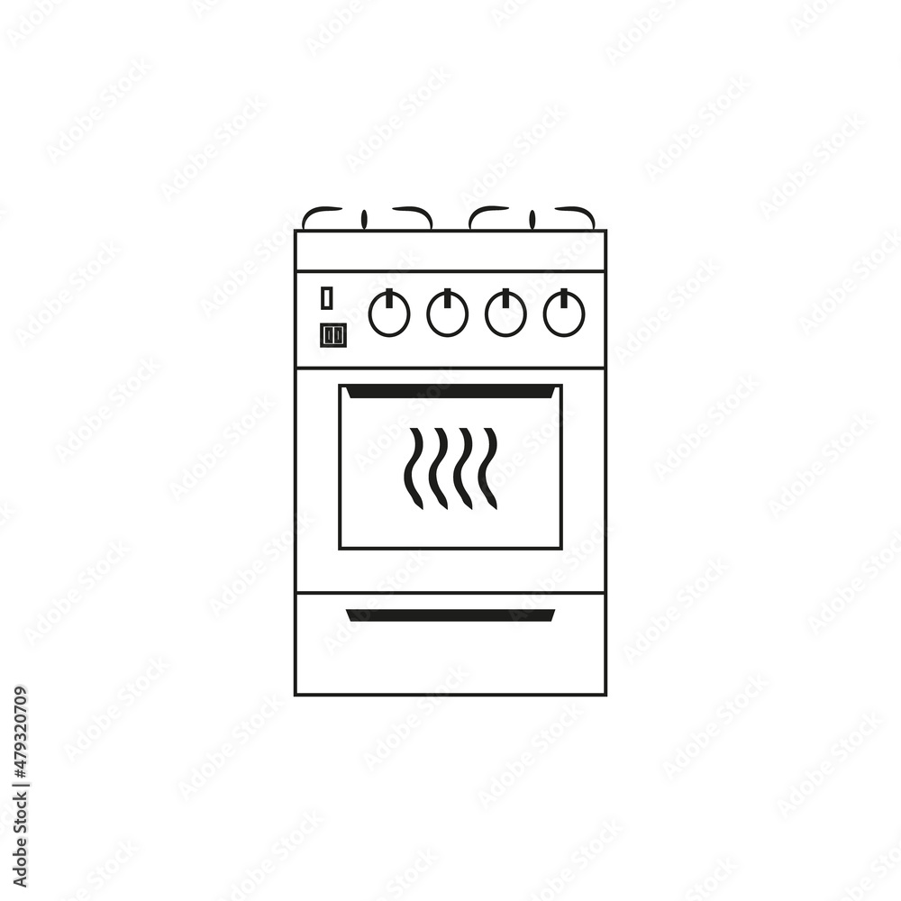 Stove linear icon, flat vector Stove linear icon, flat vector