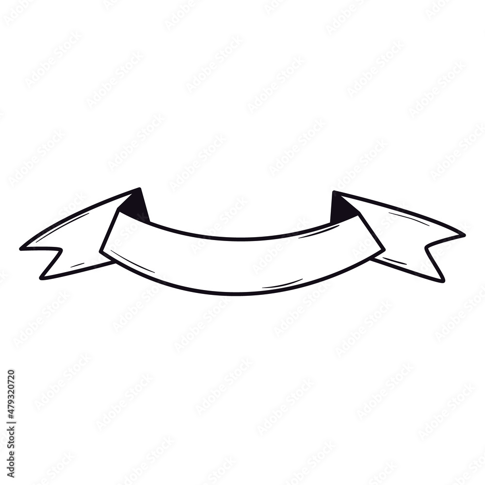 Hand drawn ribbon banner for notebook, diary, card and other design. Outline doodle template for text. Bullet journal sketch vector element Hand drawn ribbon banner for notebook, diary, card and other design. Outline doodle template for text. Bullet journal sketch vector element