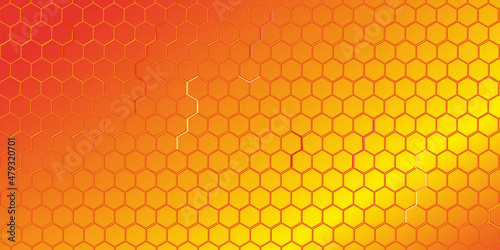 Red and orange  honeycomb, flat, vector illustration