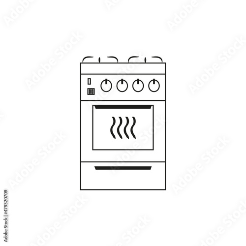 Stove linear icon, flat vector