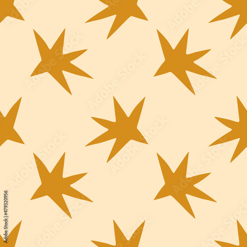 Stars childish cartoon groovy doodle boho illustration naive funky handdrawn style art seamless pattern vector