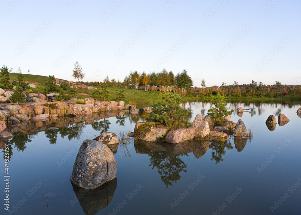 The largest bonsai garden in Europe Master Hajime Watanabe from Japan in Kretinga district Lithuania. Bonsai tree collection, rock zen garden, sakura and ponds.