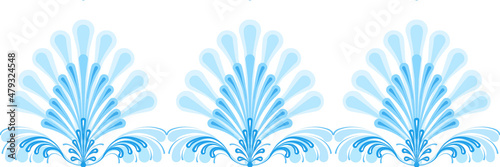 seamless blue pattern with empire elements, background with stige Russian gzhel , folk blue painting with an empire-style ornament,border pattern