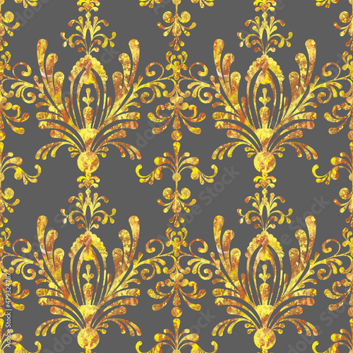 seamless pattern ornament in empire style, baroque ornate, classic ornament hand-drawn