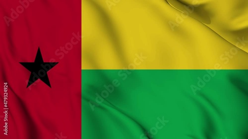 Guinea-Bissau flag seamless waving animation. Sign of Guinea-Bissau seamless loop animation. Best stock of flag nation wave. Guinea-Bissau Flag Waving in the Wind Continuously photo