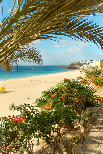 Sandy beach in Morro Jable, Fuerteventura island 