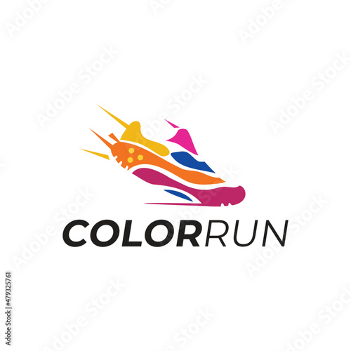 Colorful motion shoes logo for run competition