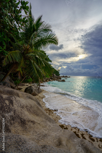 tropical beach anse georgette on praslin on the seychelles