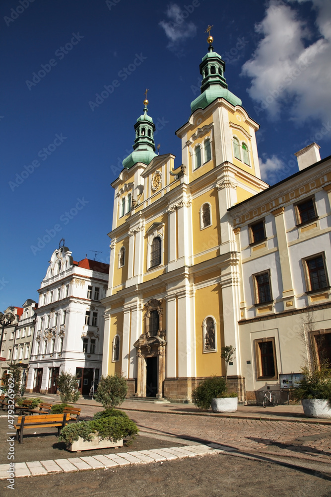 Church of Assumption of Virgin Mary at Large square (Velke namesti) in Hradec Kralove. Czech Republic