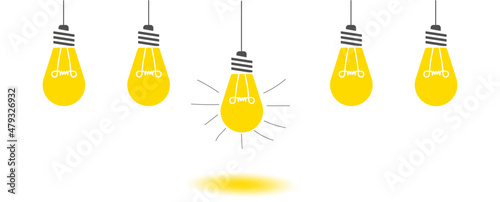 hanging bulbs.
creative thinking concept.Business idea design concept.Suitable for web banner, images.