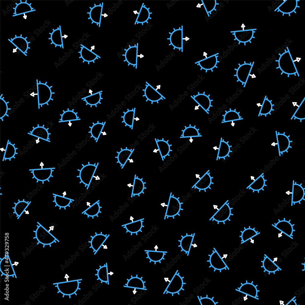 Obraz premium Line Sunset icon isolated seamless pattern on black background. Vector