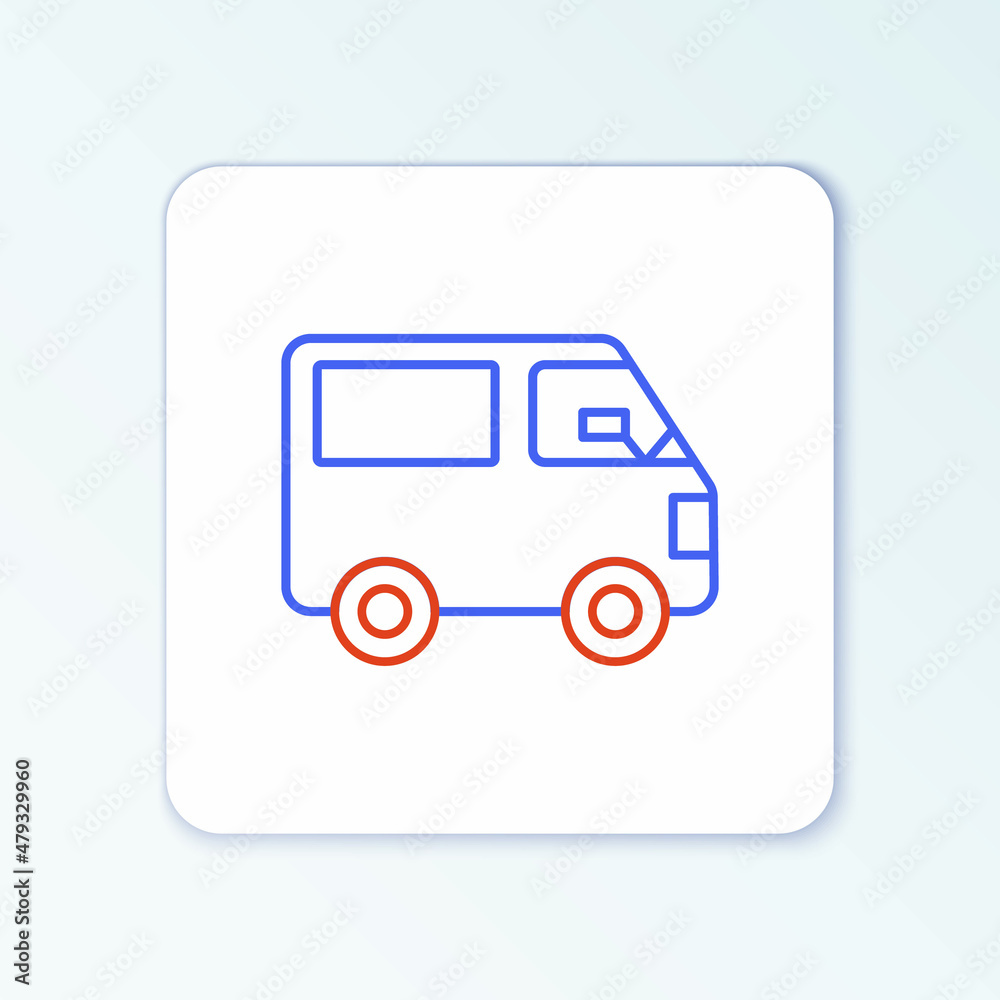 Line Delivery cargo truck vehicle icon isolated on white background. Colorful outline concept. Vector