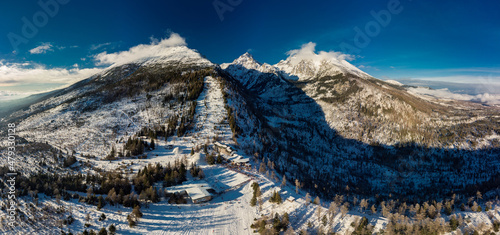 View of the High Tatras mountains from Hrebienok in the Tatra National park, Slovakia photo