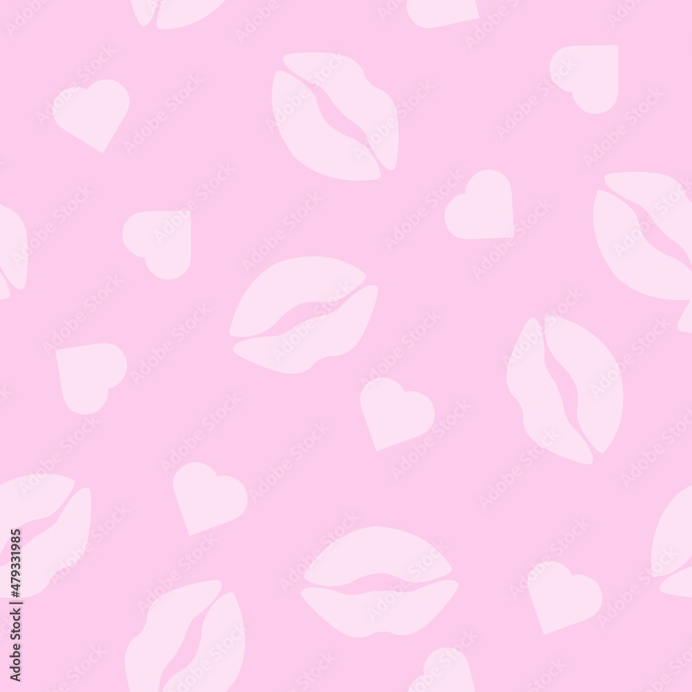 Kisses and Hearts seamless Pattern. Vecctor seamless pattern or background