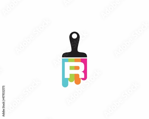 Negative Space Letter R With Colorful Paint Brush 001