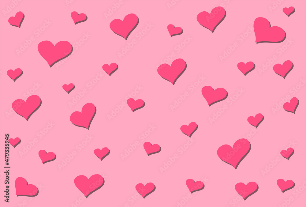 Simple valentine background with seamless pink love pattern