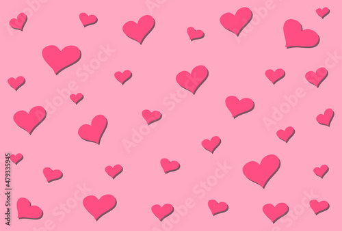 Simple valentine background with seamless pink love pattern © Galih Prihatama