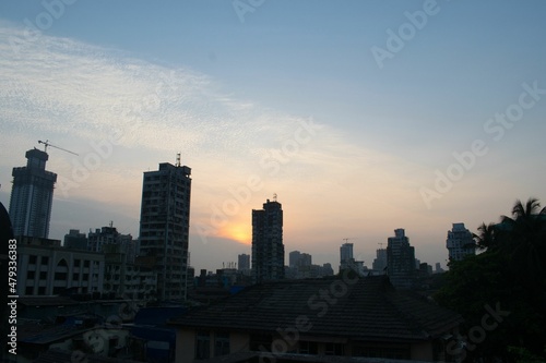 Sunset skyline of urban city