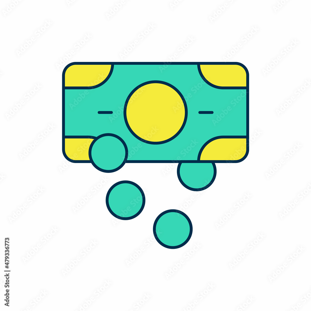 Filled outline Stacks paper money cash icon isolated on white background. Money banknotes stacks. Bill currency. Vector Filled outline Stacks paper money cash icon isolated on white background. Money banknotes stacks. Bill currency. Vector