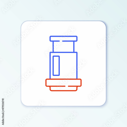 Line Aeropress coffee method icon isolated on white background. Device for brewing coffee. Colorful outline concept. Vector