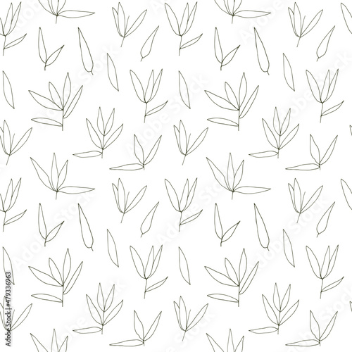 Fototapeta Naklejka Na Ścianę i Meble -  Eucalyptus simple leaves vector seamless pattern background