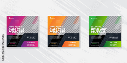 Gym and fitness social media post banner template