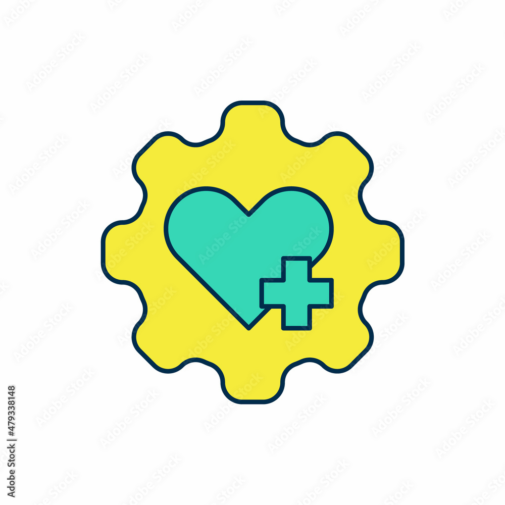Filled outline Heart with a cross icon isolated on white background. First aid. Healthcare, medical and pharmacy sign. Vector Filled outline Heart with a cross icon isolated on white background. First aid. Healthcare, medical and pharmacy sign. Vector