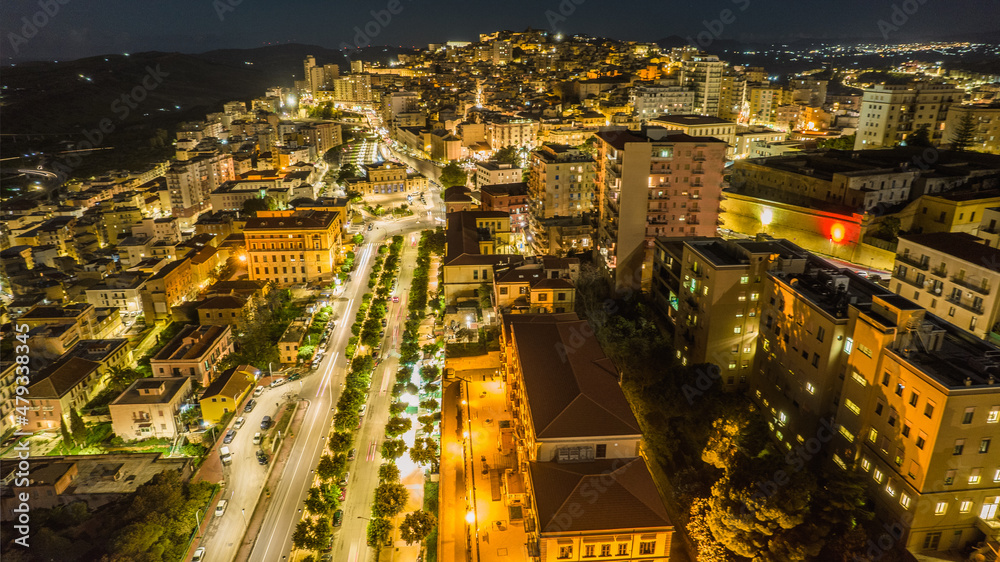 Aerial View of Agrigento at Night, Sicily, Italy, Europe, World Heritage Site