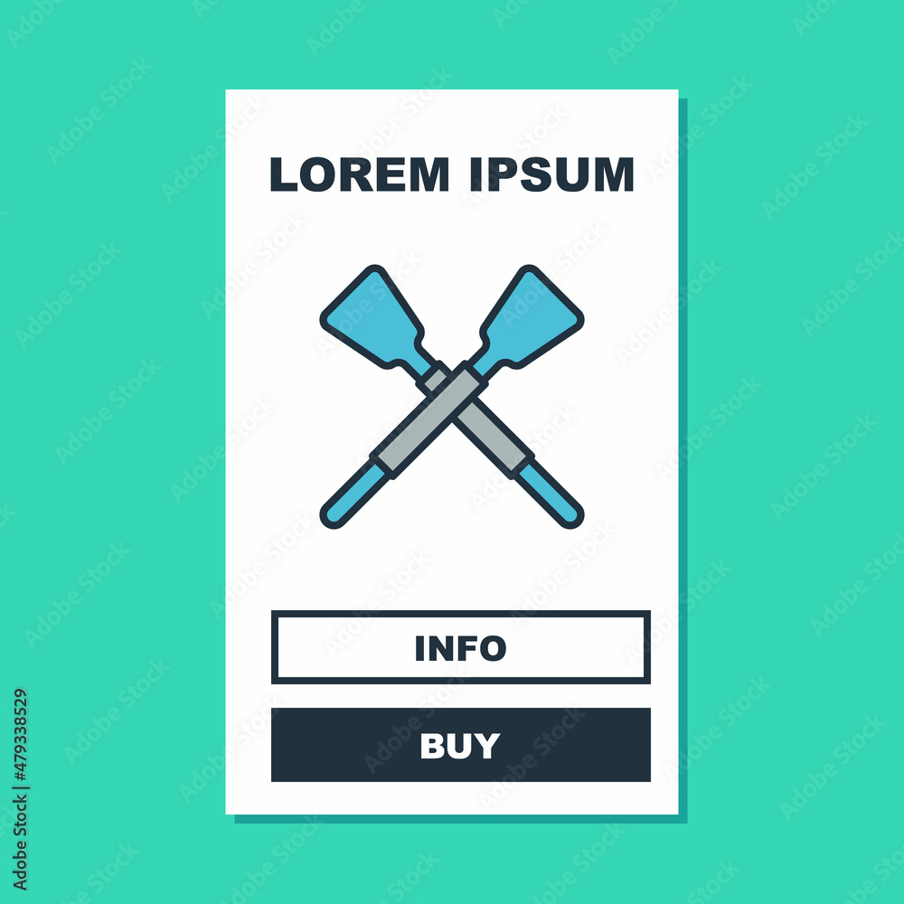 Filled outline Crossed oars or paddles boat icon isolated on turquoise background. Vector Filled outline Crossed oars or paddles boat icon isolated on turquoise background. Vector