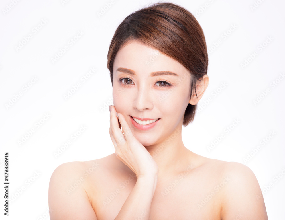 Closeup asian beauty face with skin care healthy Closeup asian beauty face with skin care healthy