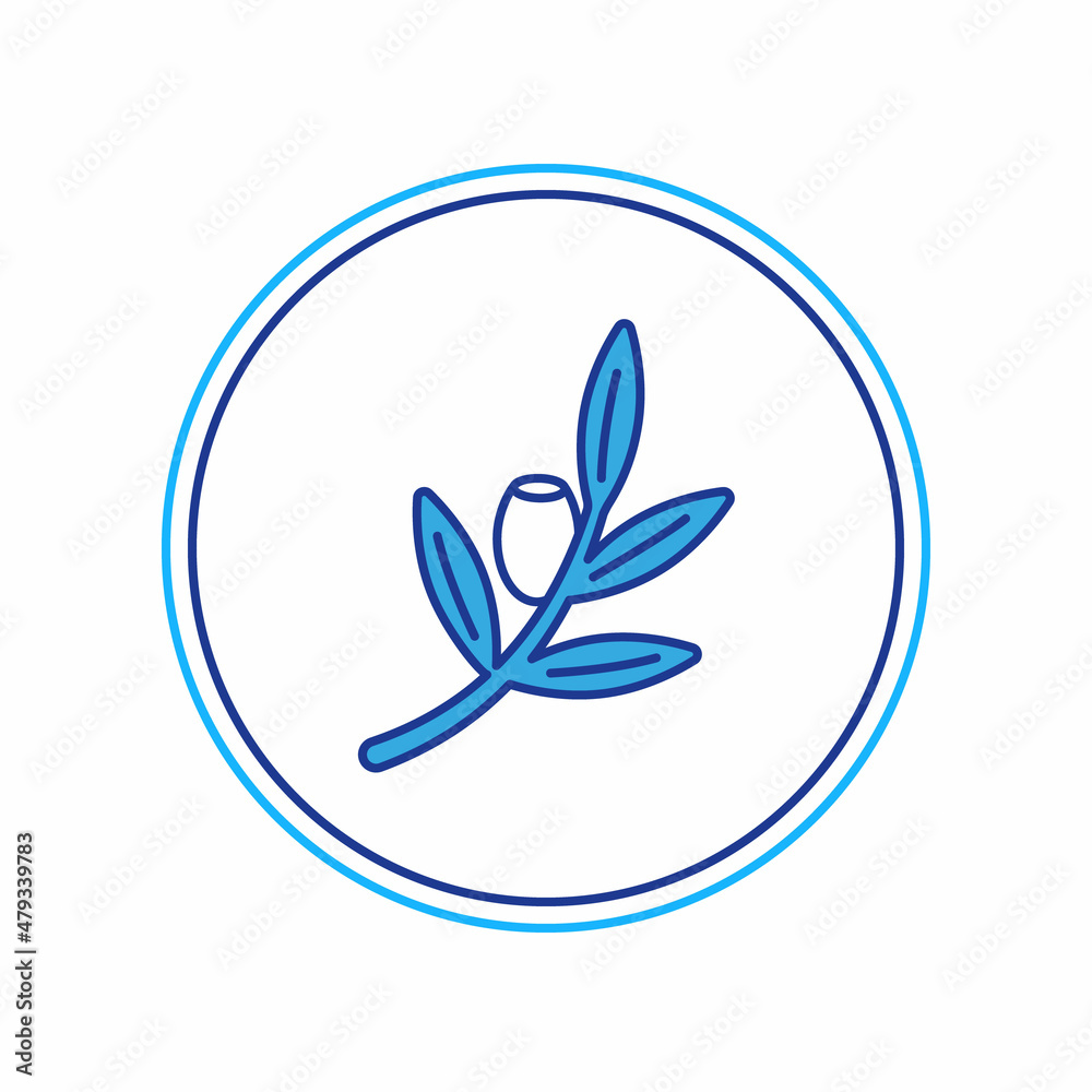 Fototapeta premium Filled outline Olives branch icon isolated on white background. Vector