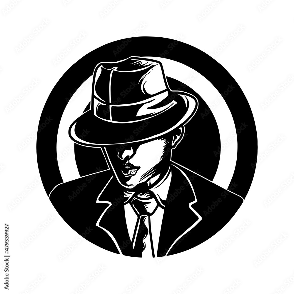 Mafia Character Logo Design vector illustration