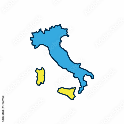 Filled outline Map of Italy icon isolated on white background. Vector