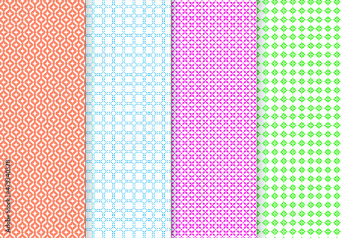 Set of Geometrical seamless pattern. with red, green, blue, colors.  squire minimalist  seamless pattern template