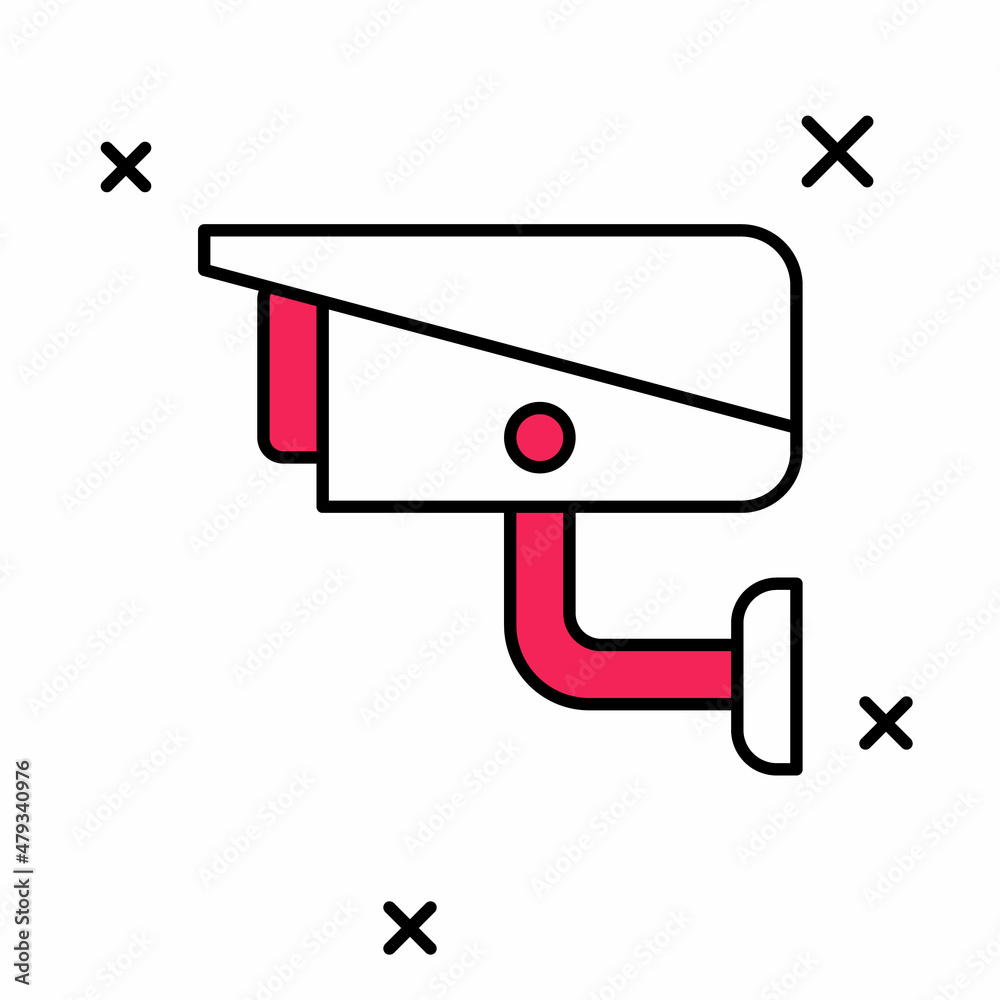Filled outline Security camera icon isolated on white background. Vector Filled outline Security camera icon isolated on white background. Vector