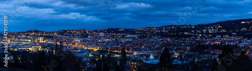 Fototapeta Naklejka Na Ścianę i Meble -  day-night city panorama Stuttgart lights