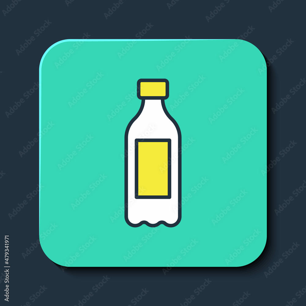 Filled outline Bottle of water icon isolated on blue background. Soda aqua drink sign. Turquoise square button. Vector Filled outline Bottle of water icon isolated on blue background. Soda aqua drink sign. Turquoise square button. Vector
