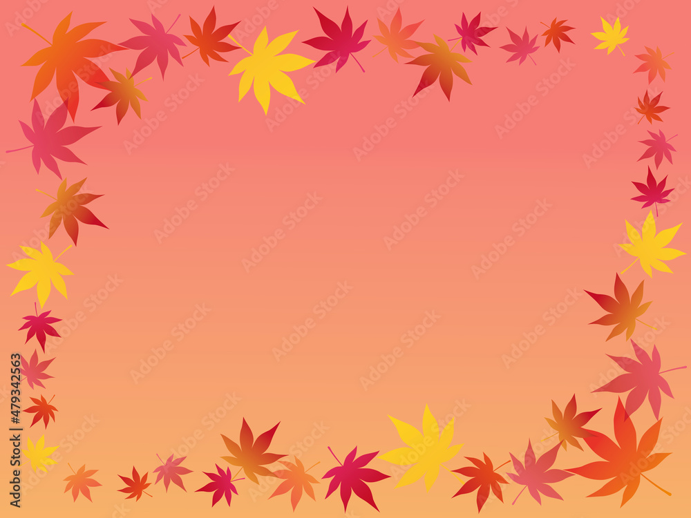 秋をイメージした紅葉のフレームイラスト