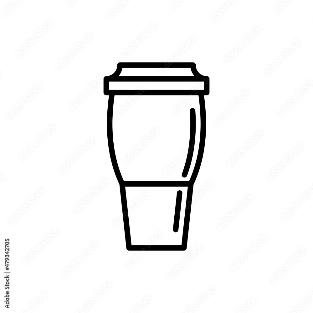 Reusable coffee cup thin line icon. Zero waste. Modern vector illustration.