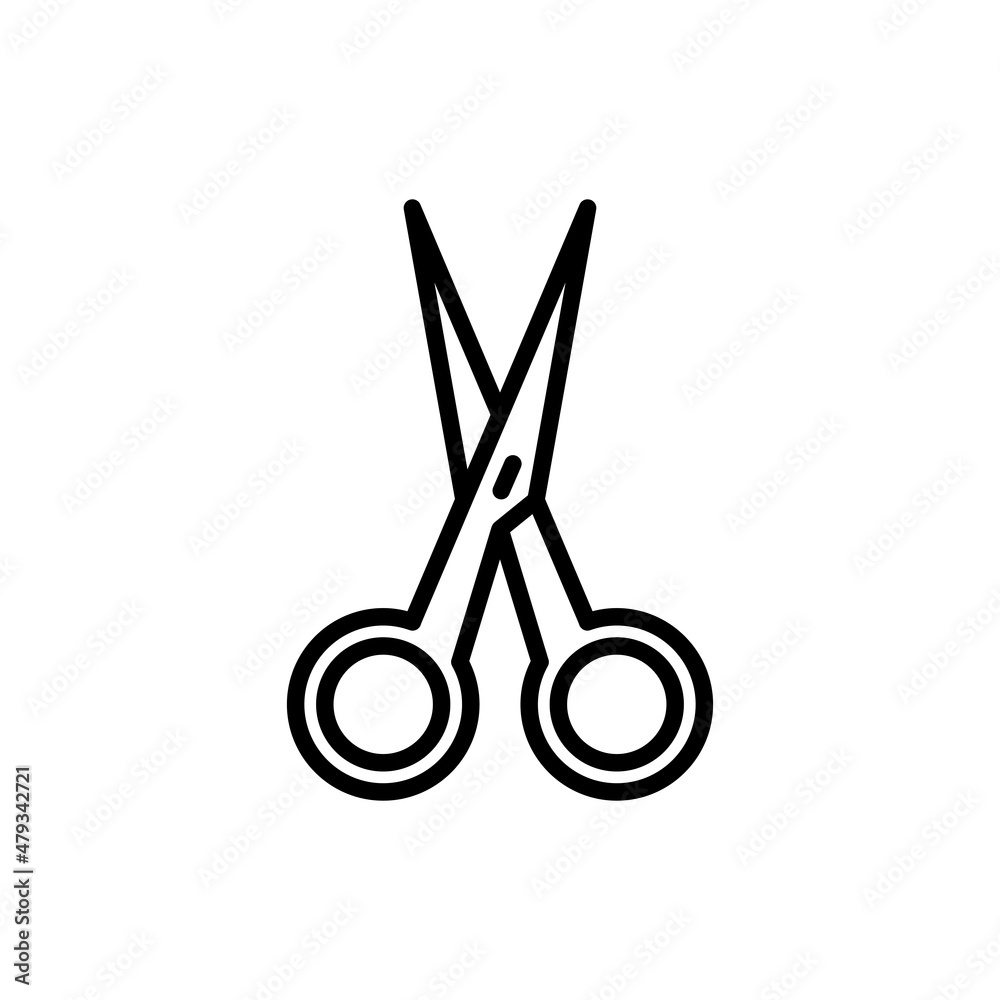 Metal scissors thin line icon. Modern vector illustration for logo hairdresser. Metal scissors thin line icon. Modern vector illustration for logo hairdresser.