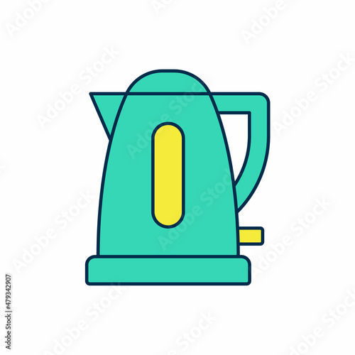 Filled outline Electric kettle icon isolated on white background. Teapot icon. Vector