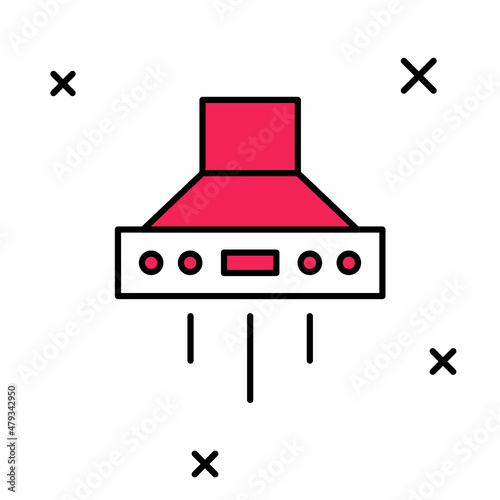 Filled outline Kitchen extractor fan icon isolated on white background. Cooker hood. Kitchen exhaust. Household appliance. Vector