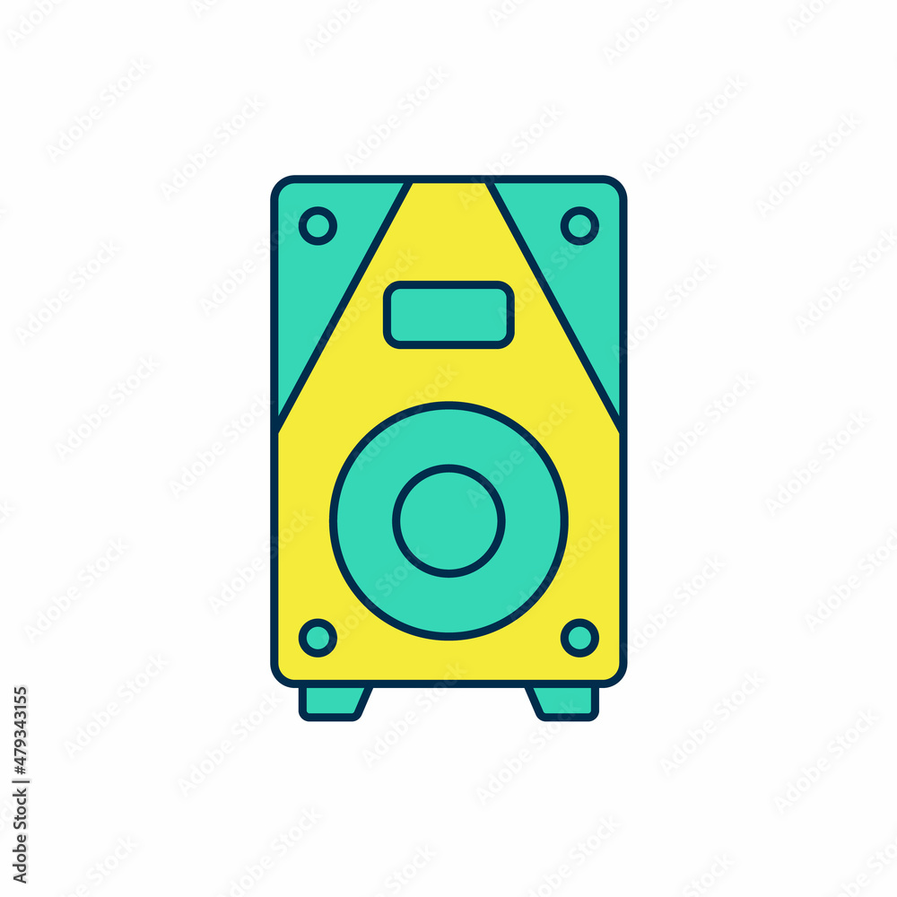 Filled outline Stereo speaker icon isolated on white background. Sound system speakers. Music icon. Musical column speaker bass equipment. Vector Filled outline Stereo speaker icon isolated on white background. Sound system speakers. Music icon. Musical column speaker bass equipment. Vector