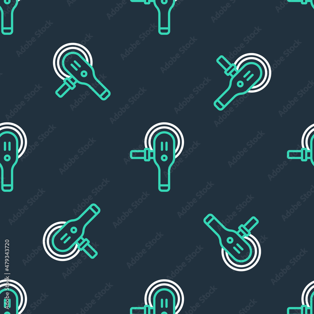 Line Angle grinder icon isolated seamless pattern on black background. Vector
