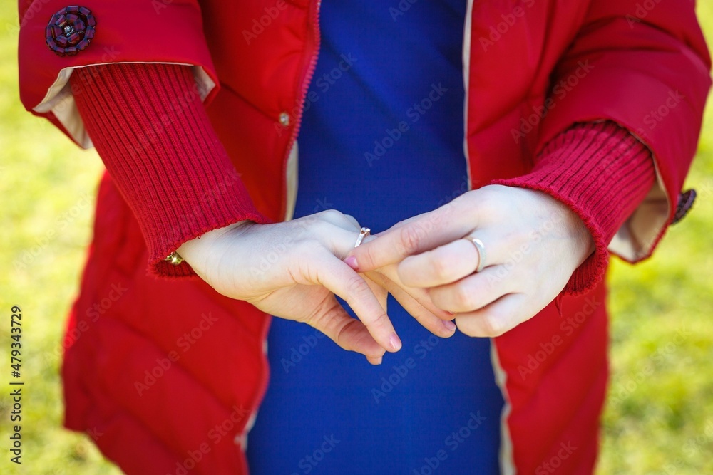 Girl admire a ring on her hand