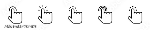 Conjunto de iconos de clics táctil del cursor. Pantalla táctil del dedo. Señalando clics con la mano. ilustración vectorial photo