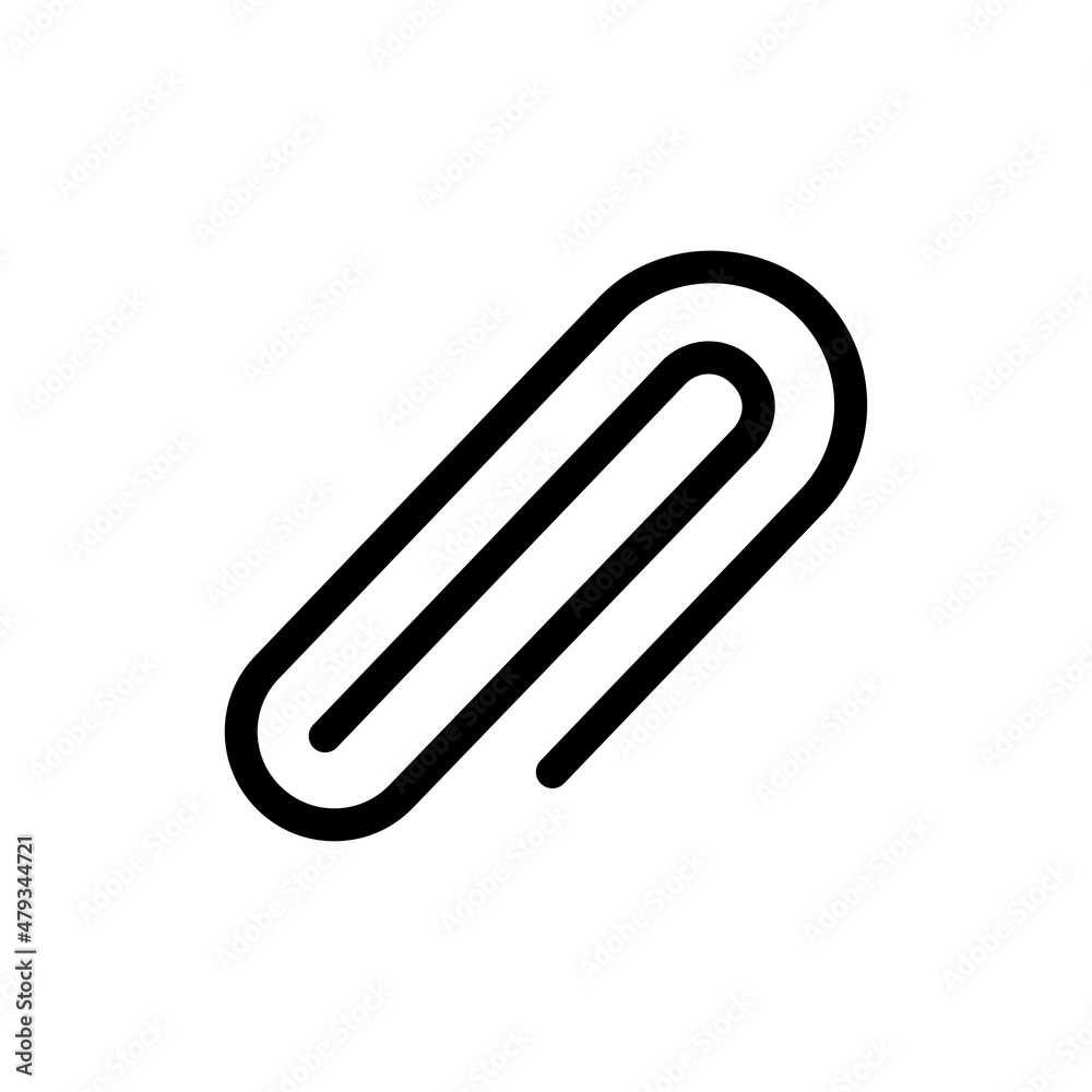 Black isolated icon of paper clip on white background. Silhouette of paper clip. Flat design. Black isolated icon of paper clip on white background. Silhouette of paper clip. Flat design.