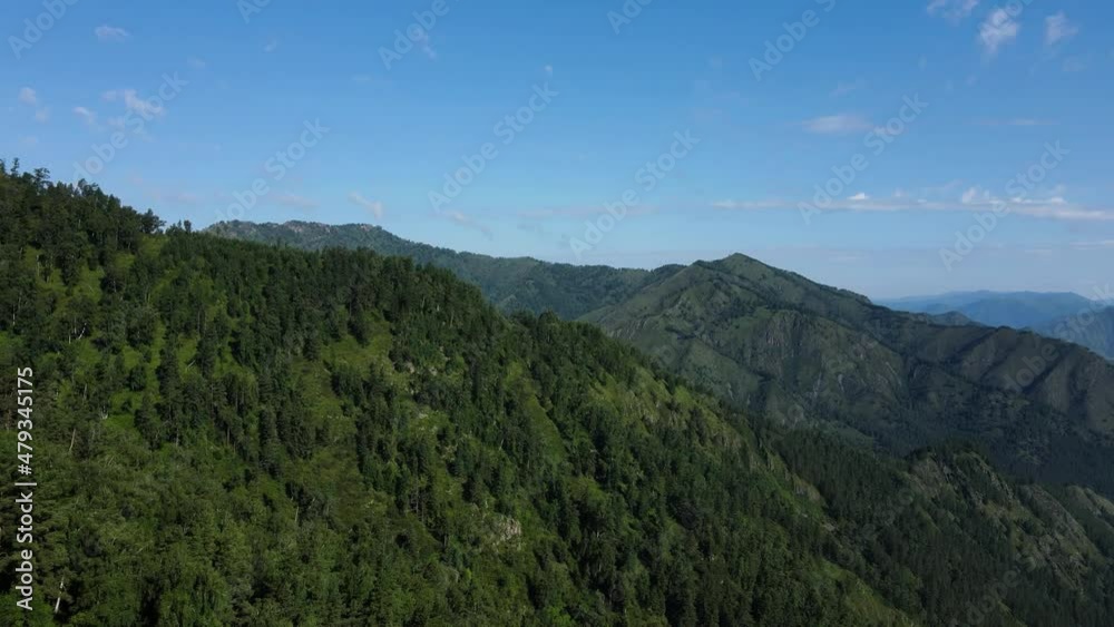 Altai Mountains in the Russian Federation. The mountains are covered with many trees. Mountain landscape. Altai Mountains in the Russian Federation. The mountains are covered with many trees. Mountain landscape.